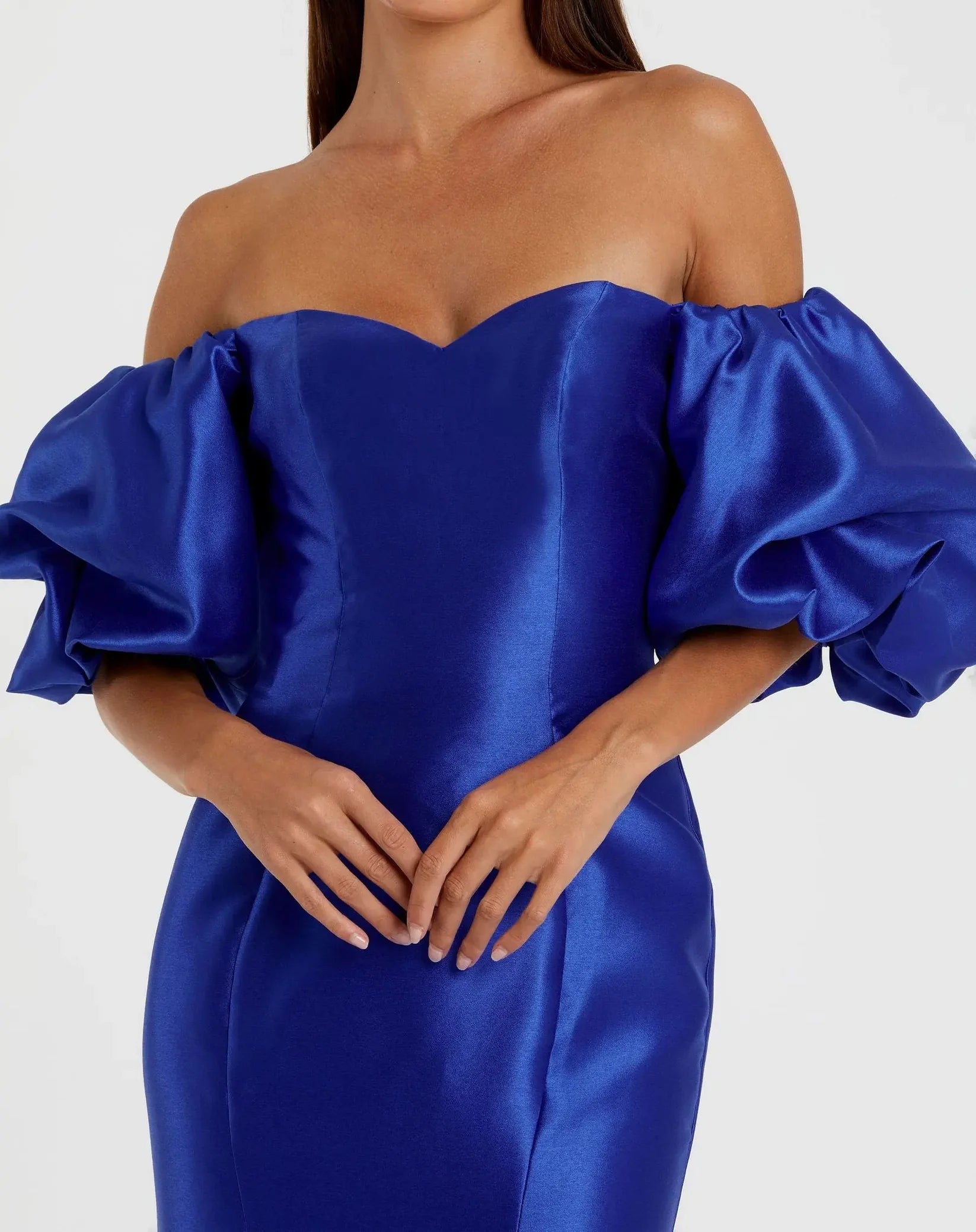 Mac Duggal Sweetheart Off The Shoulder Puff Sleeve Gown Royal Blue #50677