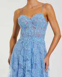 Green Sweetheart Floral A Line Gown - Powder Blue