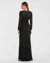 Beaded long sleeve evening gown - Mocha