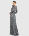 Beaded long sleeve evening gown - Mocha