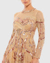 Copy of Long sleeve embellished modest evening gown - Platinum