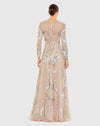 Copy of Long sleeve embellished modest evening gown - Platinum