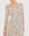 Copy of Long sleeve embellished modest evening gown - Platinum