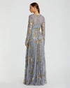 Copy of Long sleeve embellished modest evening gown - Platinum
