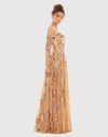 Copy of Long sleeve embellished modest evening gown - Platinum