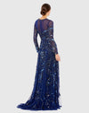 Copy of Long sleeve embellished modest evening gown - Platinum