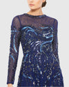 Copy of Long sleeve embellished modest evening gown - Platinum