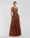 Embellished One Shoulder A-Line Gown - Midnight