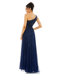 Embellished One Shoulder A-Line Gown - Copper