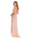 Sequin A Line Gown - Nude Silver