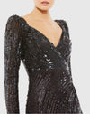 Sequined Sweetheart Long Sleeve Gown - Magenta