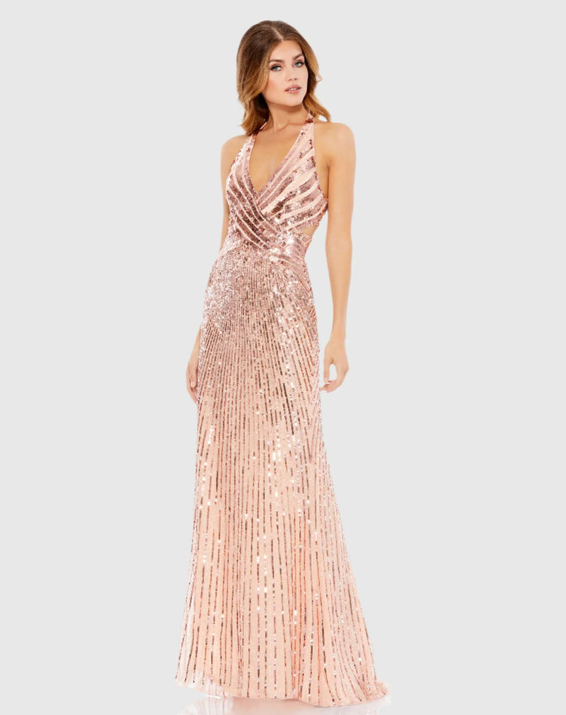 Mac Duggal, Sleeveless plunge V neck cut out evening dress - Rose Gold #5390 | Women's Evening Gowns Online at SHAIDE! Shaide Boutique Mac Duggal, Sleeveless plunge V neck cut out evening dress - Rose Gold #5390 | Women's Evening Gowns Online at SHAIDE! Shaide Boutique