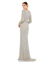 Mac Duggal Style #5437 Embellished long sleeve high neck gown - Silver back