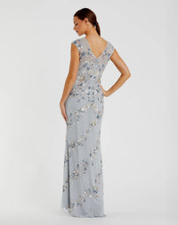 Mac Duggal #5500 Powder Blue embellished cap sleeve gown back