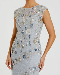 Mac Duggal #5500 Powder Blue embellished cap sleeve gown detail