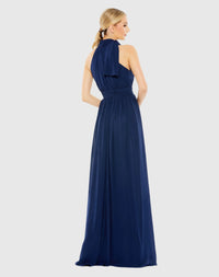 High neck chiffon evening gown - Navy