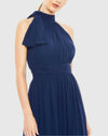 High neck chiffon evening gown - Navy