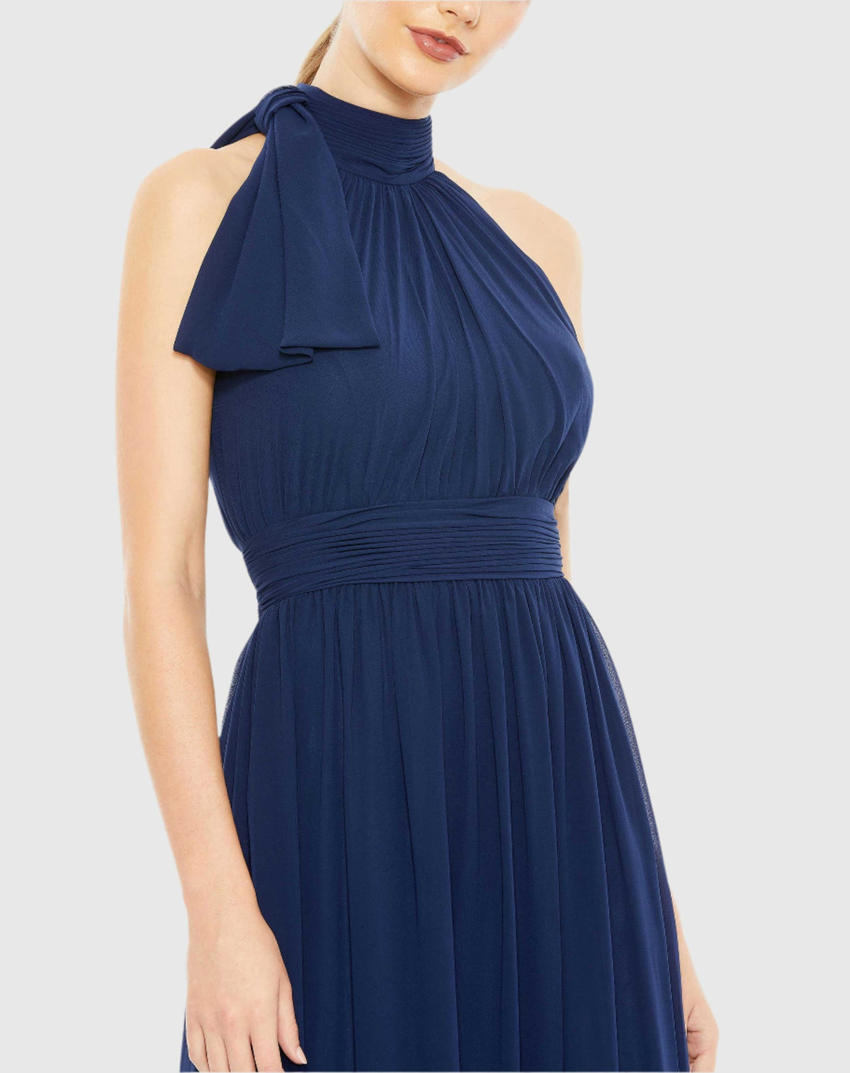 High neck chiffon evening gown - Navy