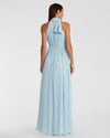 High neck chiffon evening gown - Navy