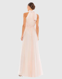 High neck chiffon evening gown - Navy