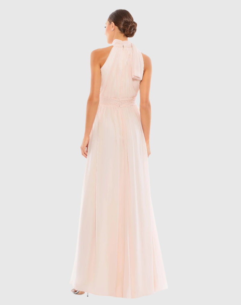 High neck chiffon evening gown - Navy