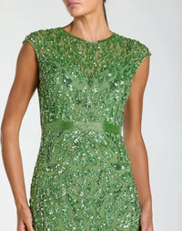 Mac Duggal #5532 sage embellished high neck cap sleeve gown