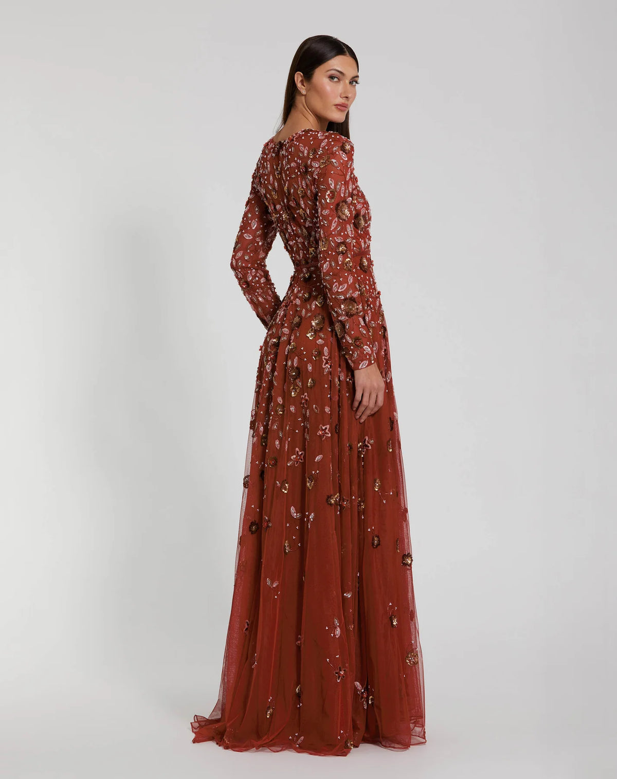 Floral Embellished Modest Gown - Sage Green