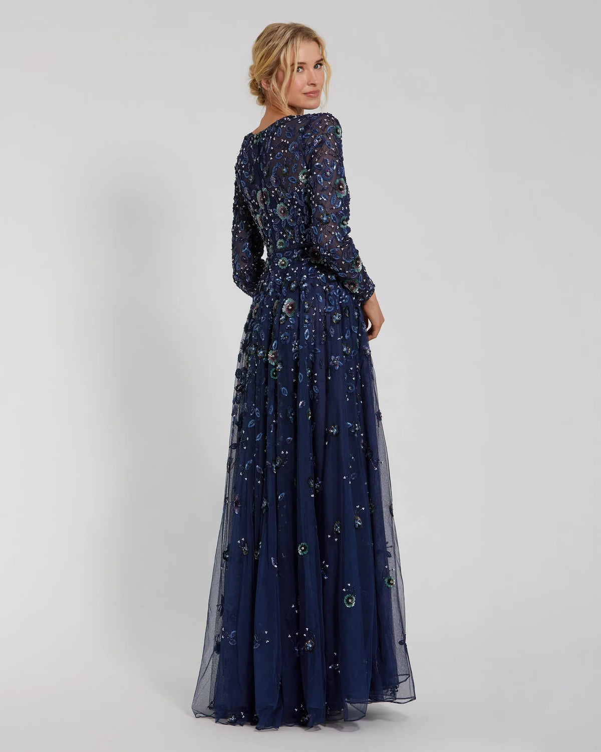 Floral Embellished Modest Gown - Sage Green