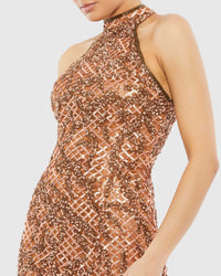 Dark Green Embellished Halter Midi Dress - Green