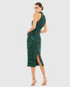 Dark Green Embellished Halter Midi Dress - Green