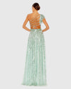 Sequin One Shoulder Gown - Mint