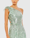 Sequin One Shoulder Gown - Mint
