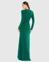 Long Sleeve Keyhole Draped Gown - White