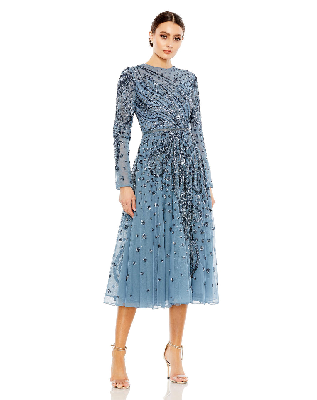 mac duggal, EMBELLISHED ILLUSION HIGH NECK LONG SLEEVE DRESS, modest dress, Style #5572