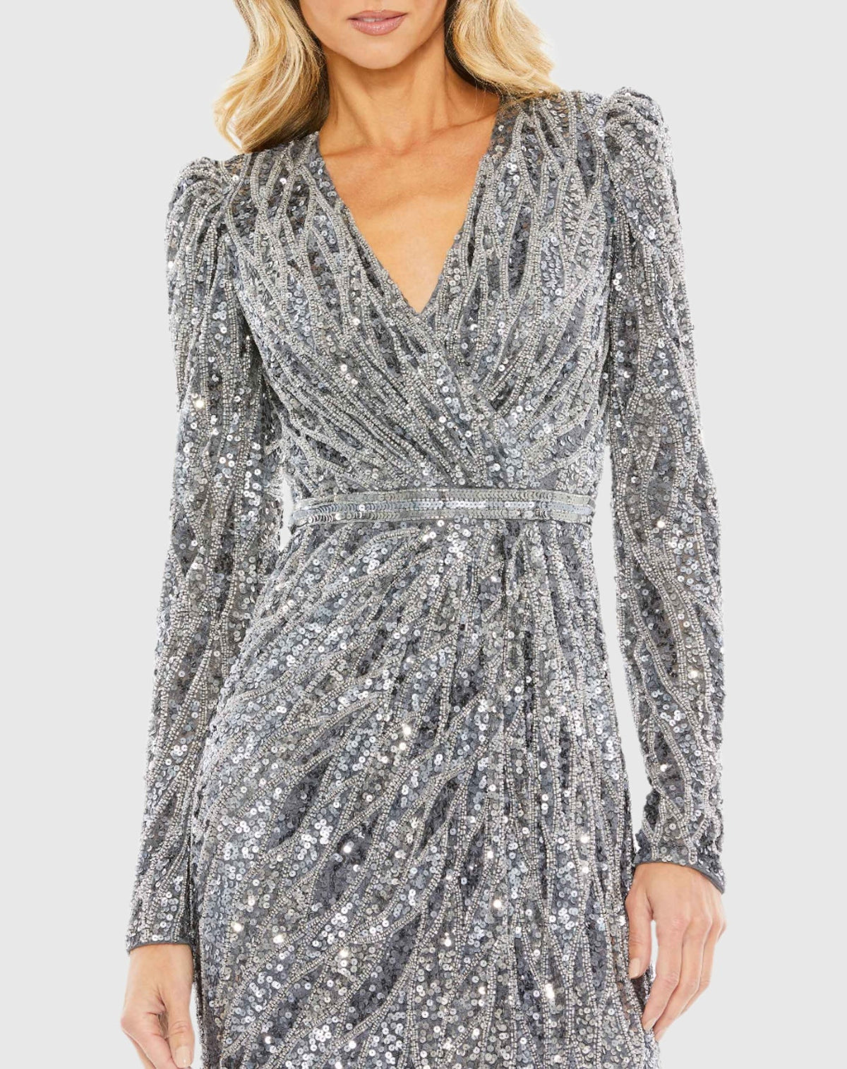 Mac Duggal Long Sleeve V Neck Beaded Cocktail Dress, Charcoal. Silver #5574 | Shop Prom Dresses, Wedding Guest Dresses, and Black Tie Evening Gowns Online at SHAIDE! Shaide Boutique Mac Duggal Long Sleeve V Neck Beaded Cocktail Dress, Charcoal. Silver #5574 | Shop Prom Dresses, Wedding Guest Dresses, and Black Tie Evening Gowns Online at SHAIDE! Shaide Boutique