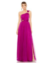 Strappy one shoulder asymmetric A line gown - Magenta