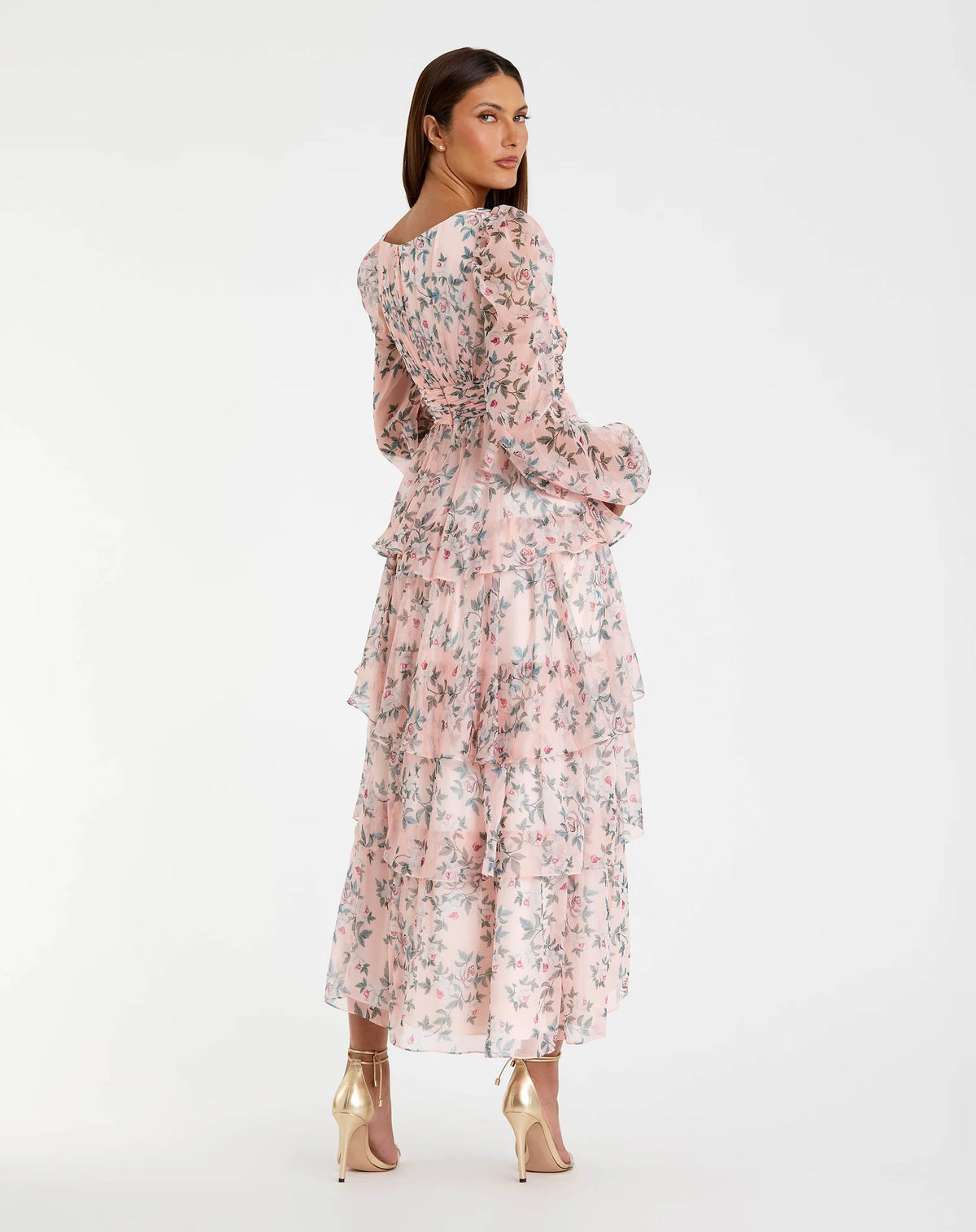 Floral print ruffle midi dress - Blue