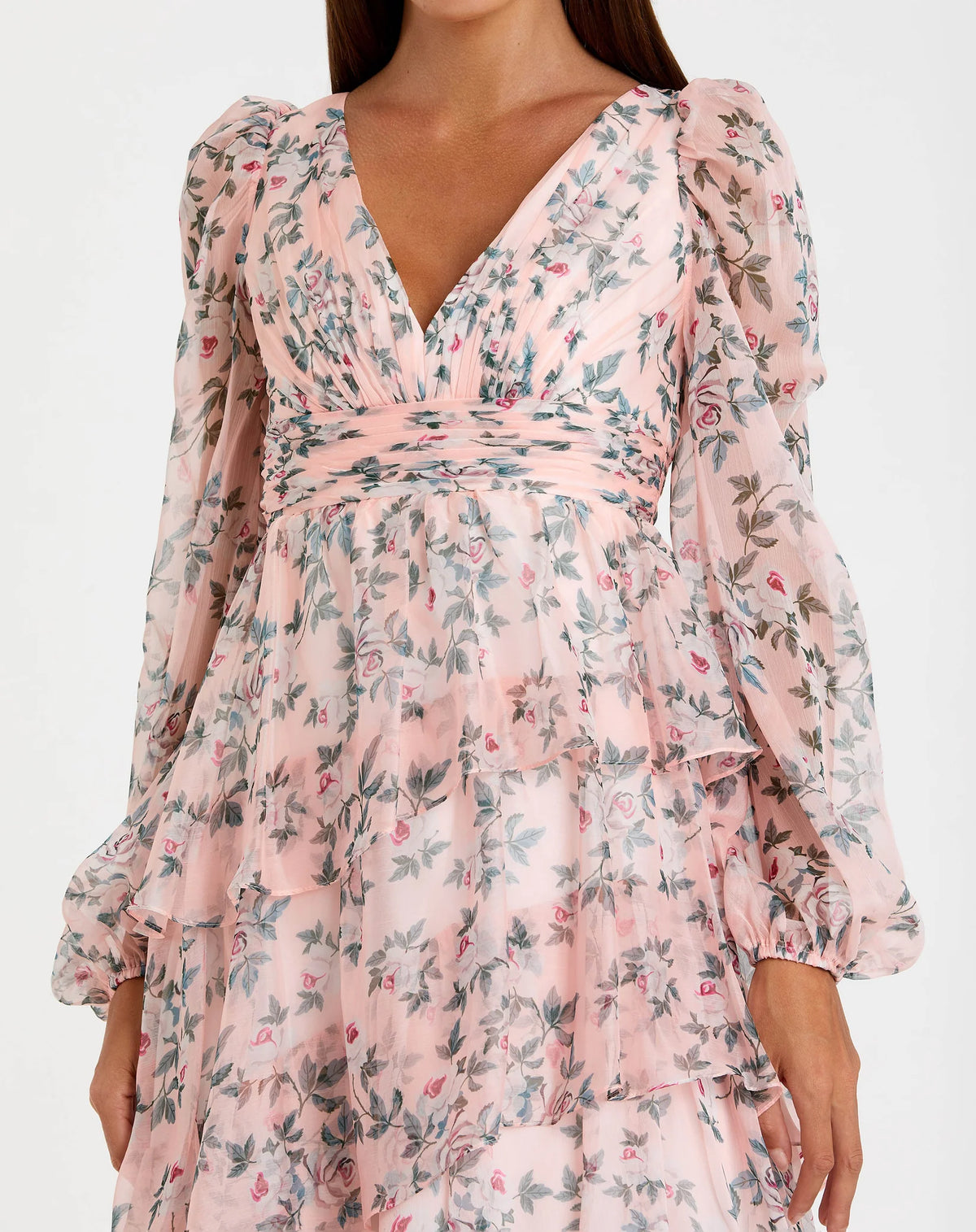 Floral print ruffle midi dress - Blush