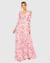 Mac Duggal, Long sleeve floral modest gown - Pink #55906
