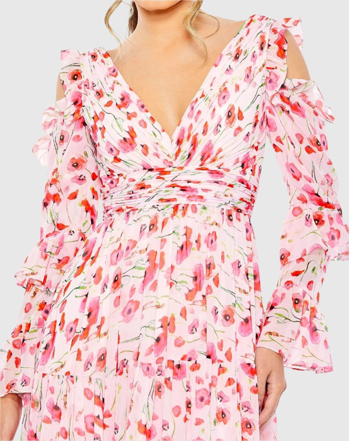 Long sleeve floral gown - Pink