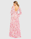 Long sleeve floral gown - Pink