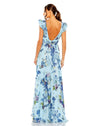 mac duggal, FLORAL PRINT FLUTTER SLEEVE CHIFFON GOWN, Style #56012 back view