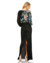 MAC DUGGAL, EMBELLISHED MULTI COLOR FLORAL HIGH NECK GOWN, Style #5615 BACK VIEW