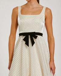 Mac Duggal 56185 Ivory polka dot square neck ball gown with bow - Close up detail