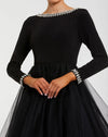 Embellished Jersey Long Sleeve Tulle Ball Gown - Black