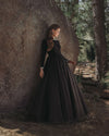 Mac Duggal Black Embellished Jersey Long Sleeve Ball Gown With Tulle Skirt #56186