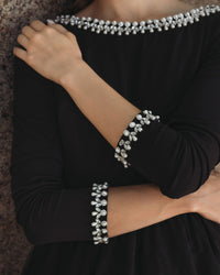 Embellished Jersey Long Sleeve Tulle Ball Gown - Black