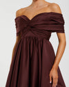 Mac Duggal Burgundy Satin Off The Shoulder Twist Evening Ball Gown Wine #56188