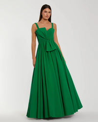 Mac Duggal 56189 Spring Green sleeveless corset ball gown with bow - Front