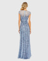 Embellished illusion high neck cap sleeve gown - Nude